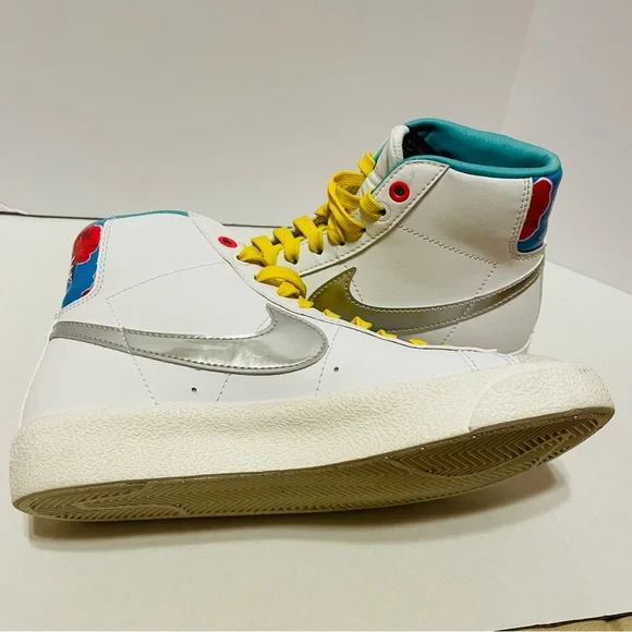 Nike Blazer Mid 77 Sneakers Shoes 4.5Y White Silver Floral Classic Casual - Picture 6 of 8